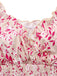Abito floreale con scollo a V e maniche a sbuffo rosa anni '40