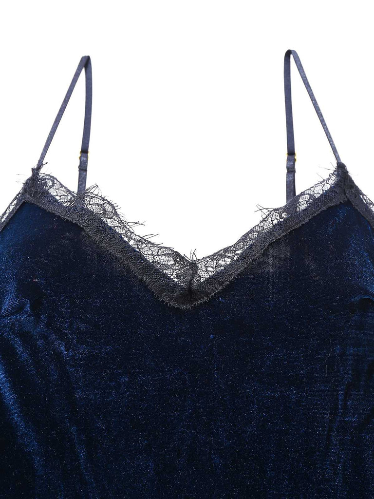 Camicia da notte in pizzo di velluto anni '60