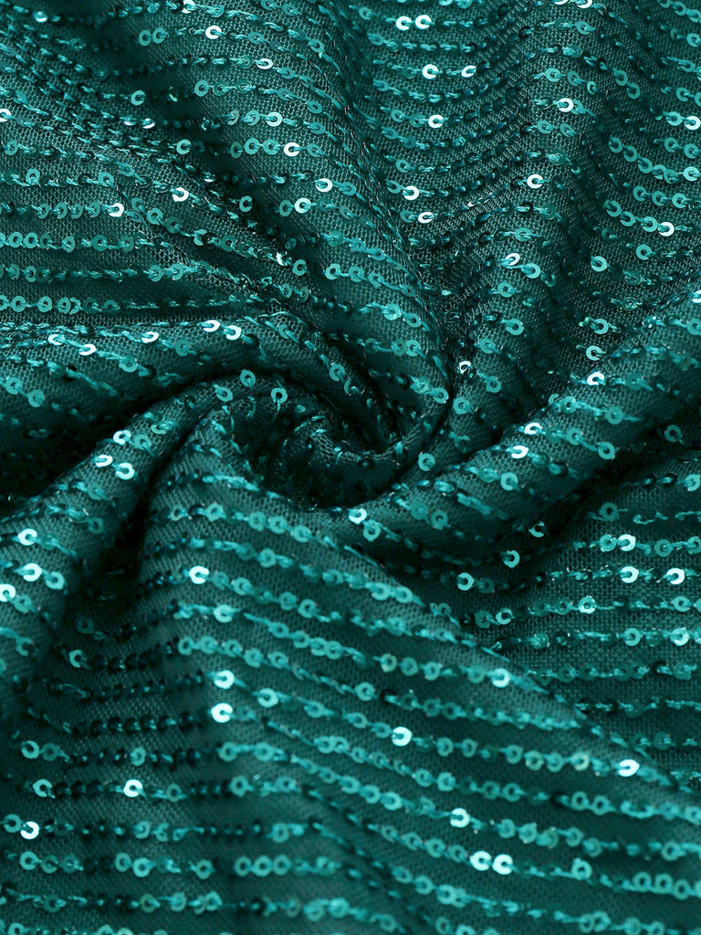 Abito lungo con spacchi glitterati e spalle scoperte anni '30