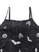 Abito midi con spacchi e stampa Halloween nero anni '50