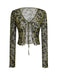 Cardigan con stampa botanica trasparente anni '80