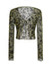 Cardigan con stampa botanica trasparente anni '80