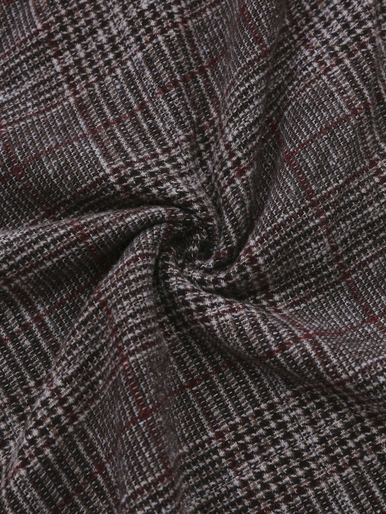 2PCS Camicetta con volant in chiffon e gonna a quadri anni '80