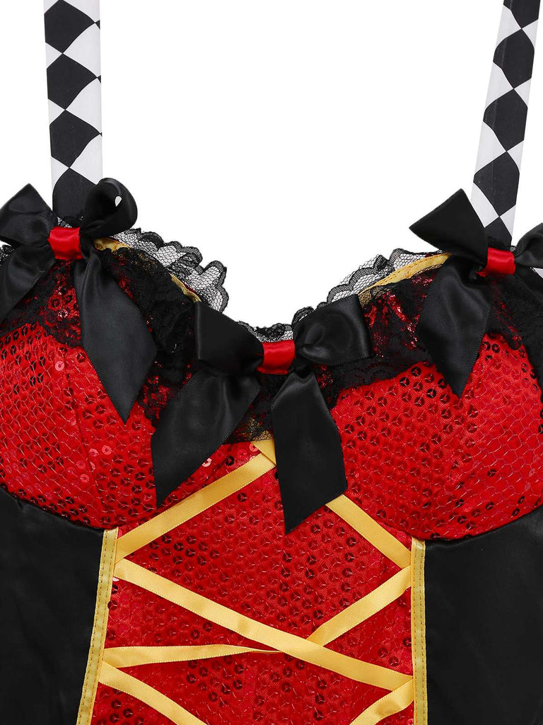 Costume da regina di cuori con paillettes Halloween anni '70