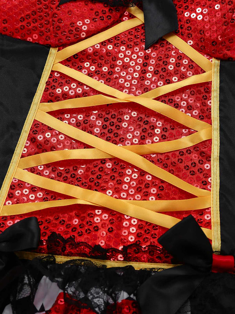 Costume da regina di cuori con paillettes Halloween anni '70