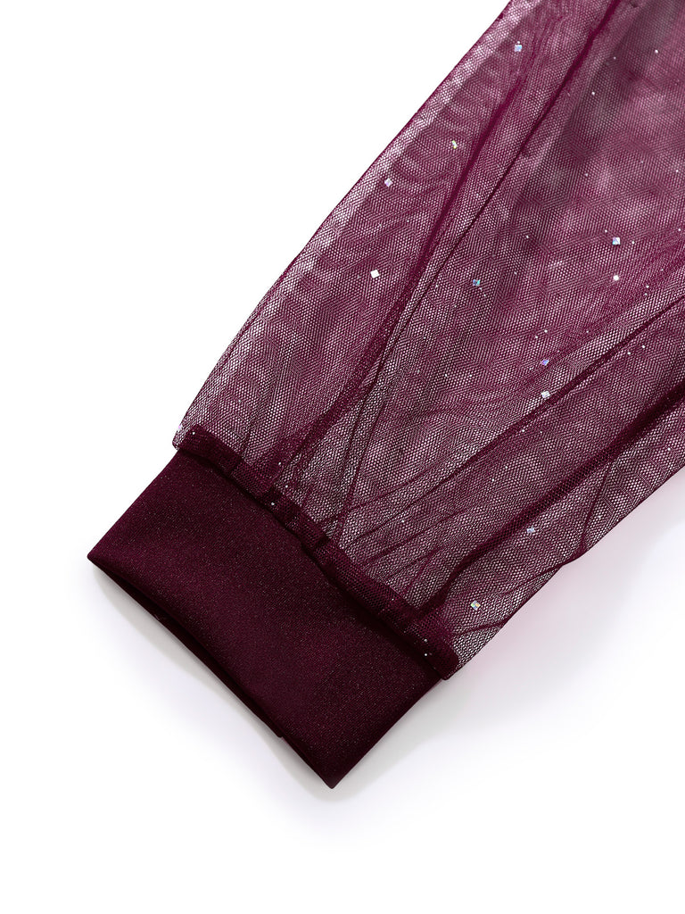 Abito aderente glitter in rete con scollo a V anni '60