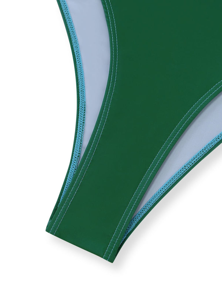 Costumi intero verde anni '30 arricciato sfumato