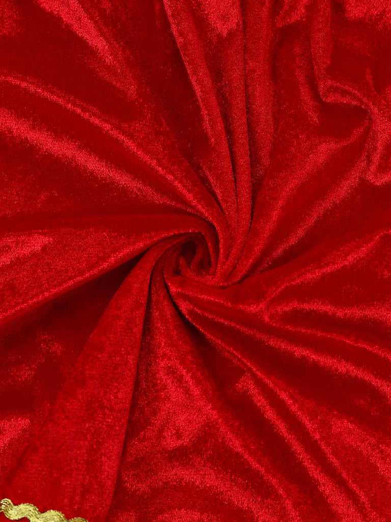 Top verde natalizio con scollo a V e gonna in pelliccia rossa anni '60