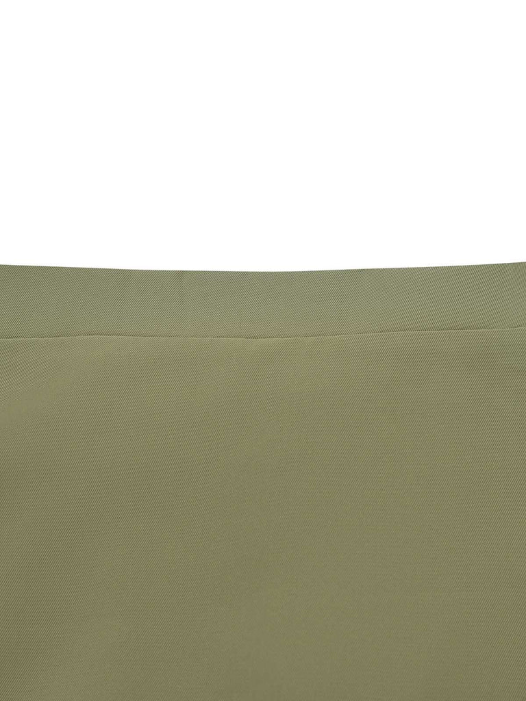 2PCS Camicetta con collo annodato e gonna tinta unita verde anni '80