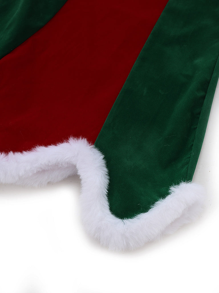 Completo di abiti natalizi in peluche rosso e verde anni '60