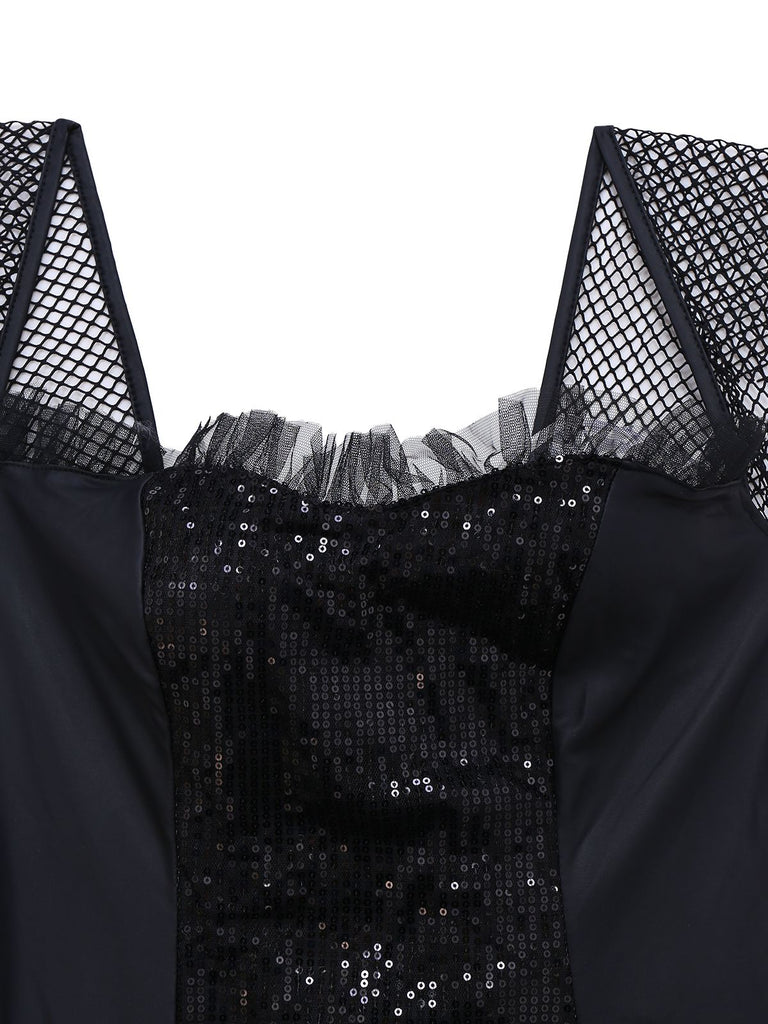 Abito da sera a sirena con paillettes nero anni '30