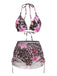 3PCS Bikini con stampa floreale leopardata anni '60