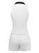 2PCS Top bianco senza maniche con revers e pantaloncini anni '60