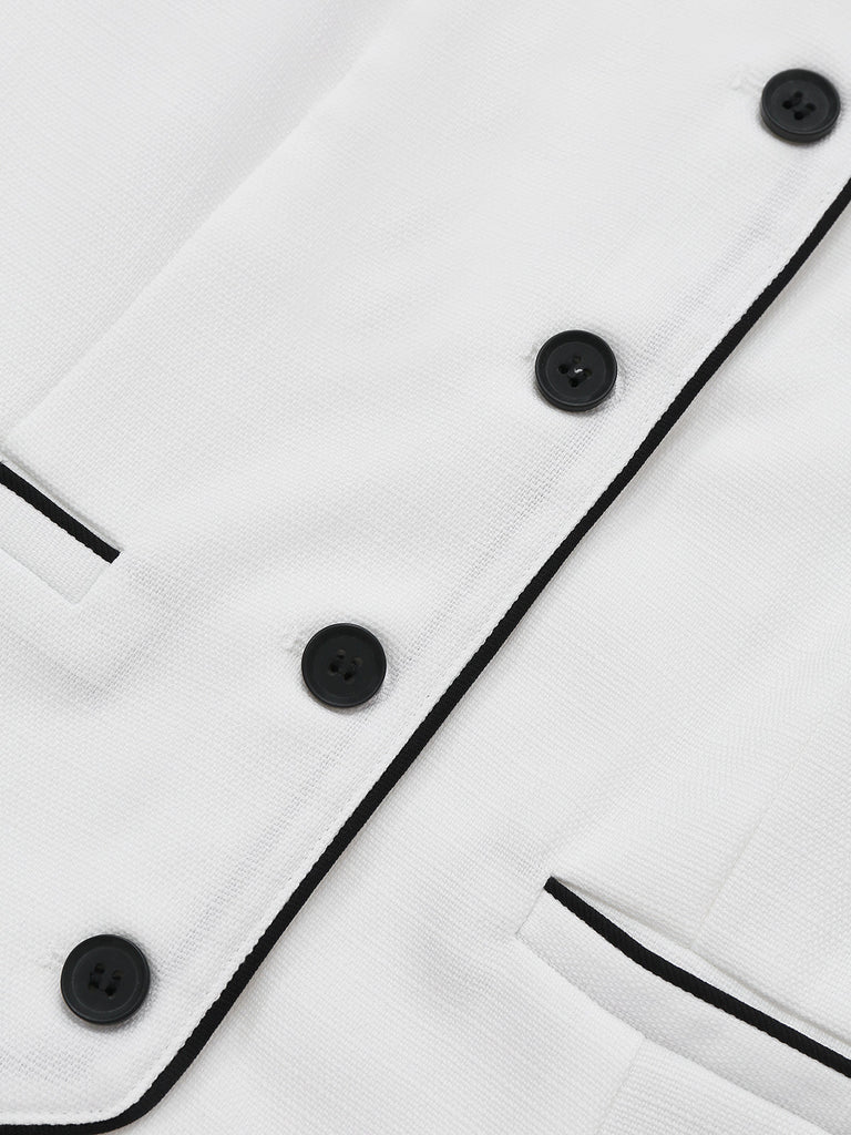 2PCS Top bianco senza maniche con revers e pantaloncini anni '60