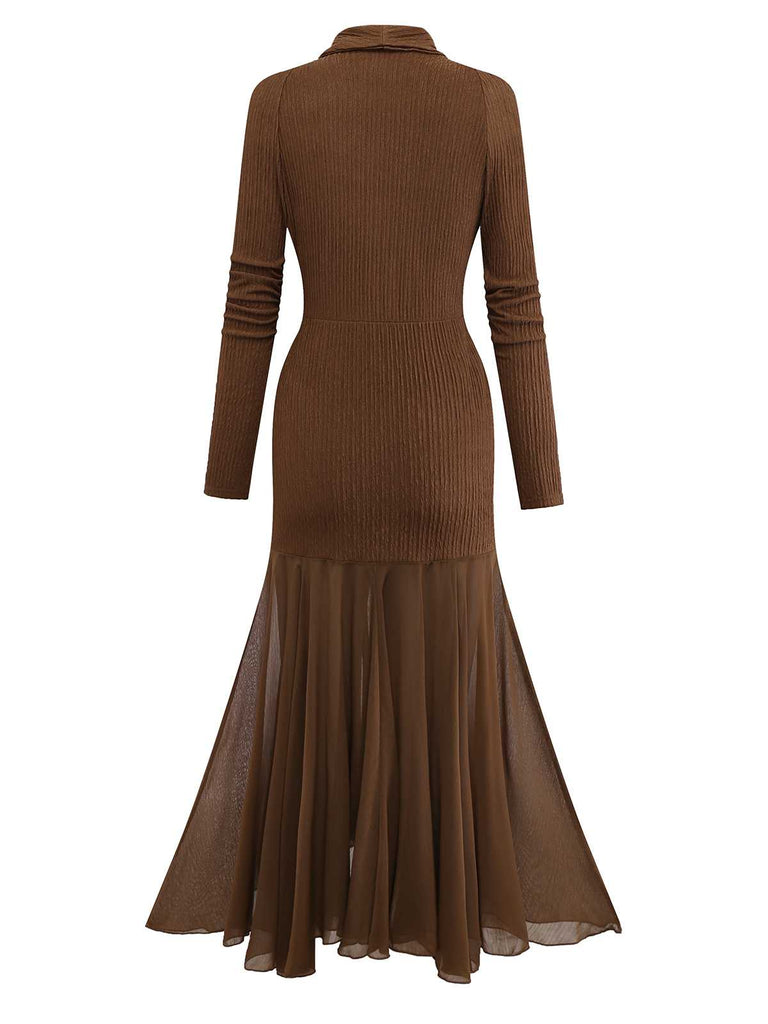 Abito da sirena con scollo a V e orlo in rete testurizzata anni '30