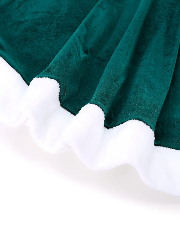 Mini abito natalizio in velluto e peluche con spalline sottili anni '70