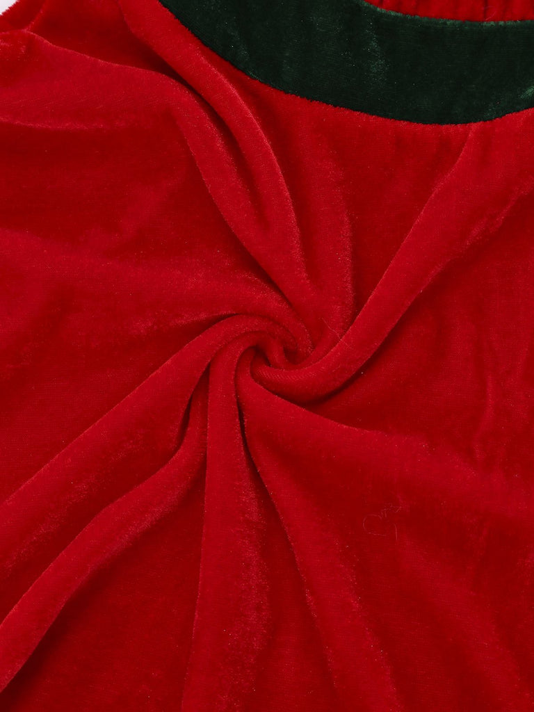 Completo con abito Jovie da elfo di Natale rosso anni '70