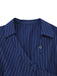 Abito camicia a righe con scollo a V blu anni '60