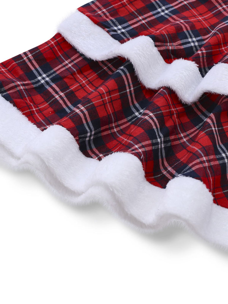 Completo abito patchwork senza spalline a quadri rosso anni '60