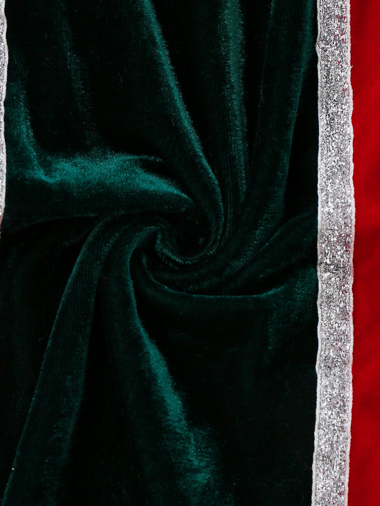 Completo abito natalizio in velluto con fiocco in pelliccia anni '60