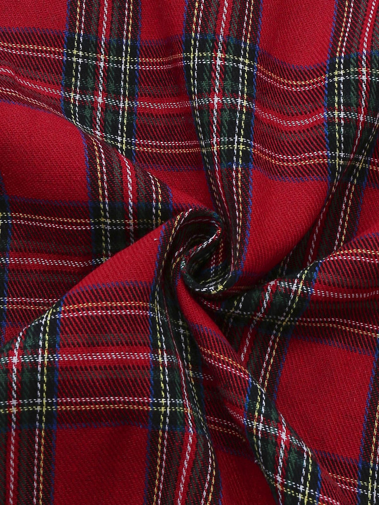 2PCS Pigiama a quadri natalizio rosso anni '30