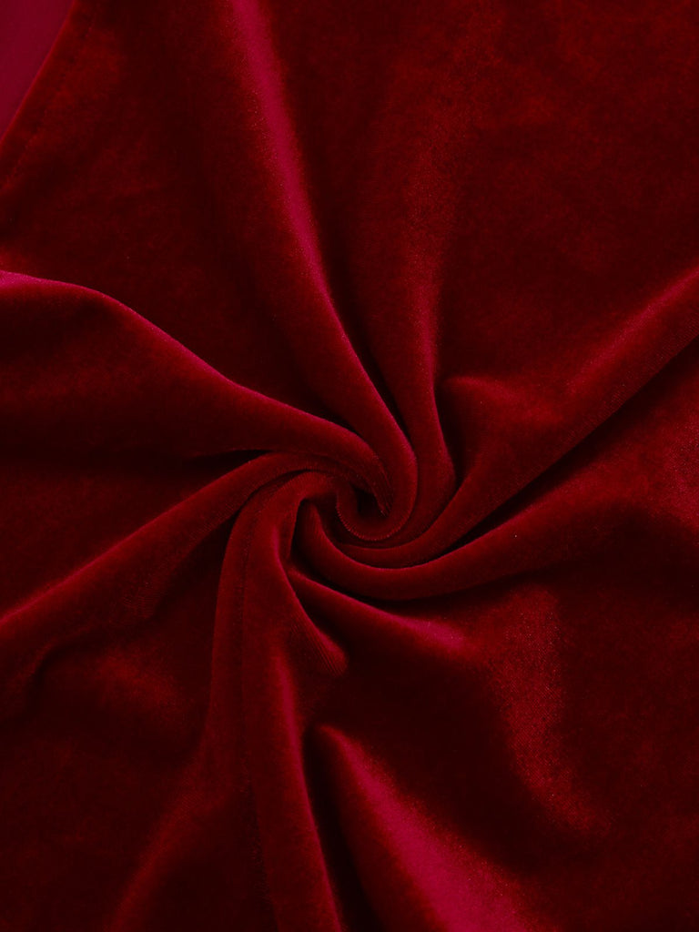 Abito senza spalline in velluto bordeaux anni '80