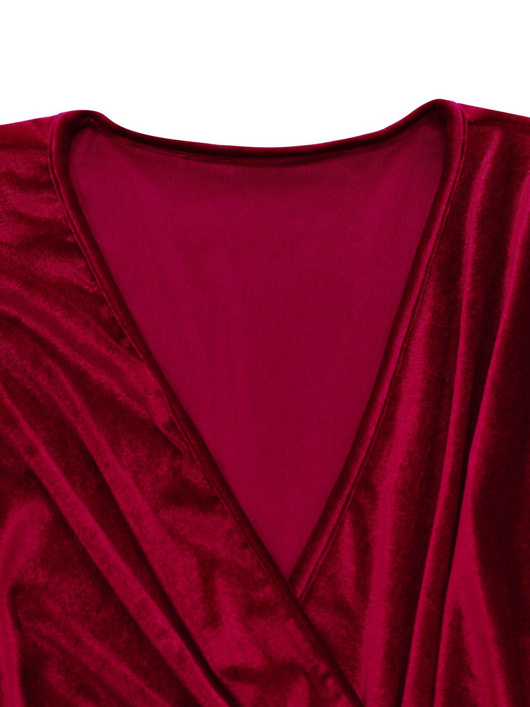 Abito in velluto a mezza manica tinta unita anni '60