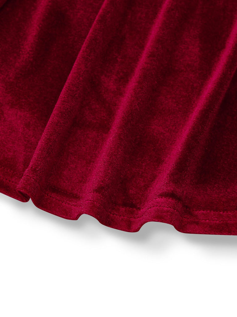 Abito in velluto a mezza manica tinta unita anni '60