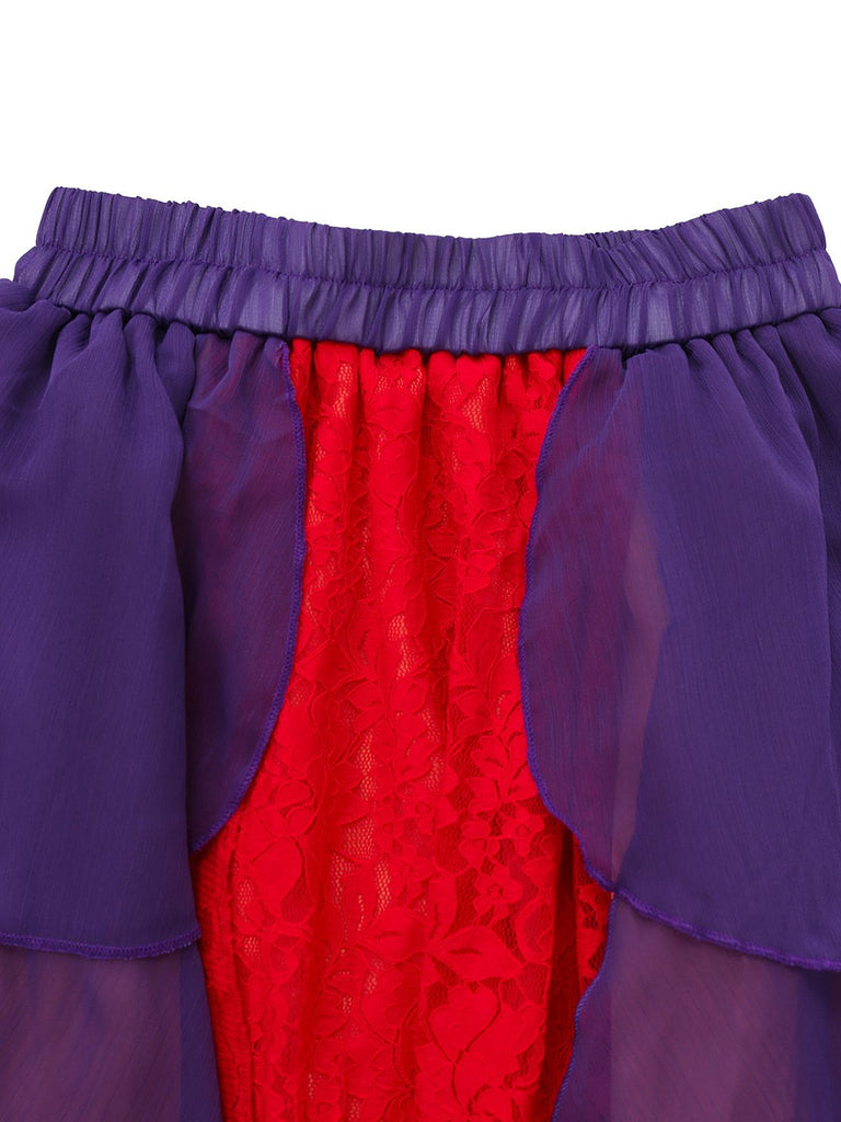 2PCS Top e gonna Hocus Pocus viola in pizzo floreale anni '30