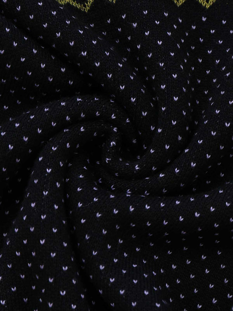 Abito in maglia con pois e fantasma Halloween nero anni '60