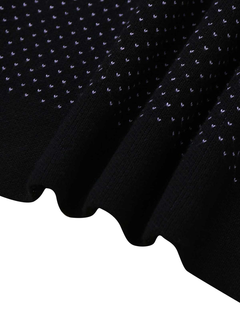 Abito in maglia con pois e fantasma Halloween nero anni '60