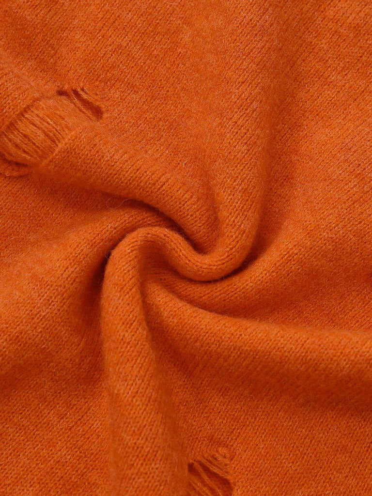 Abito in maglia zucca con cappuccio Halloween arancione anni '70
