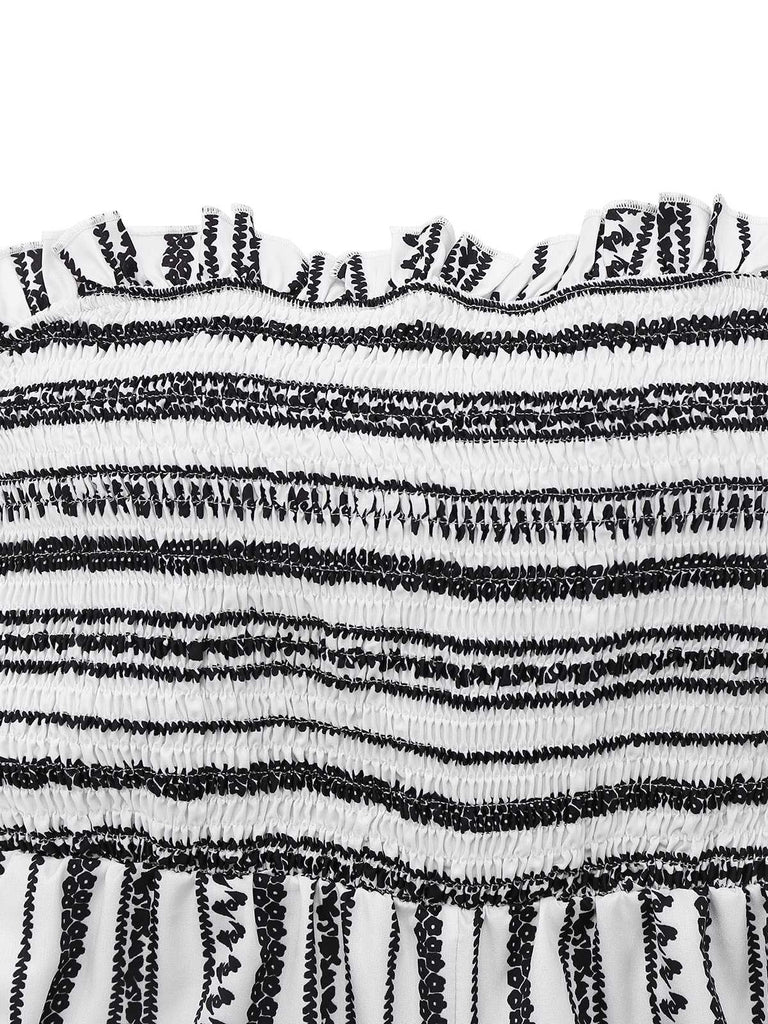 Tuta lunga a gamba larga con righe boho anni '70