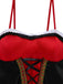 2PCS Mantello da cappuccio con abito corsetto rosso anni '70