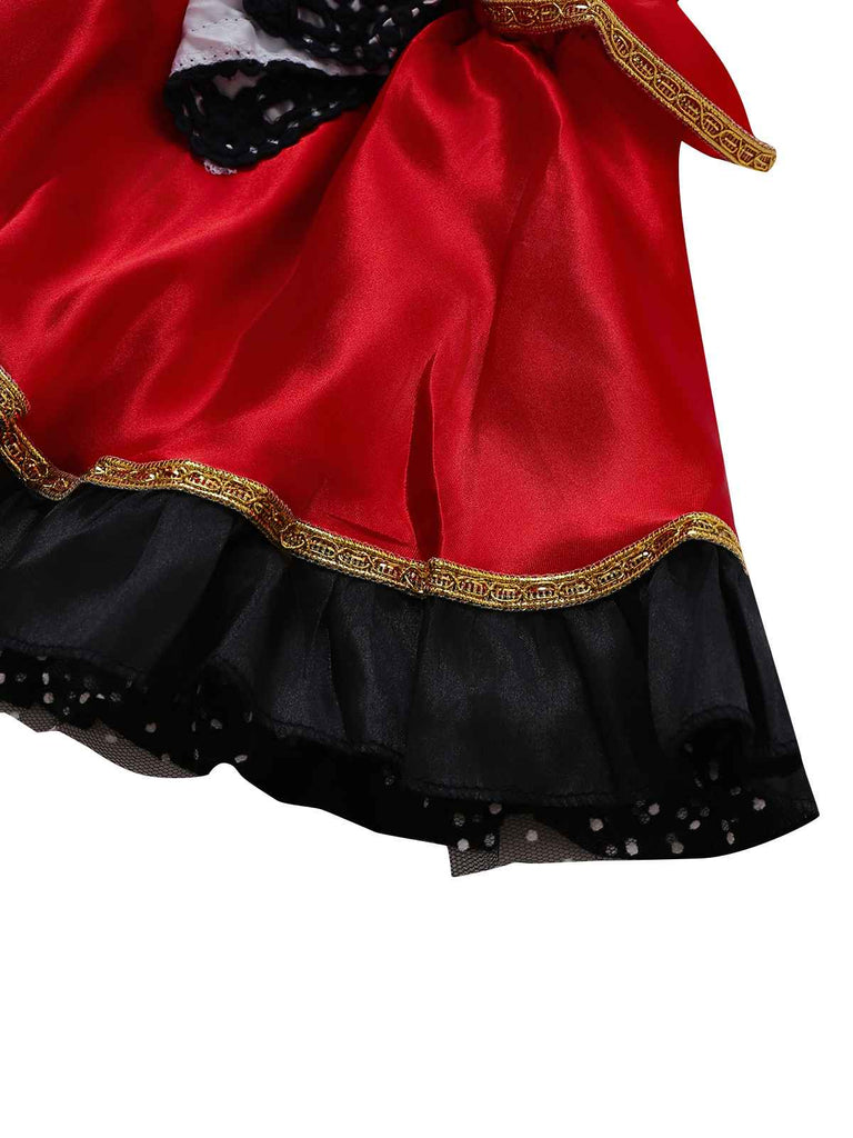 2PCS Mantello da cappuccio con abito corsetto rosso anni '70