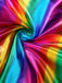 Tuta lunga con scollo all'americana e arcobaleno multicolore anni '70