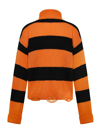 Maglione a maglia con pipistrello Halloween arancione anni '50