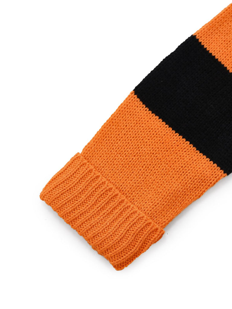 Maglione a maglia con pipistrello Halloween arancione anni '50