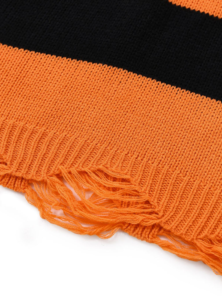 Maglione a maglia con pipistrello Halloween arancione anni '50