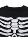 Maglione lavorato a maglia con scheletro Halloween nero anni '50