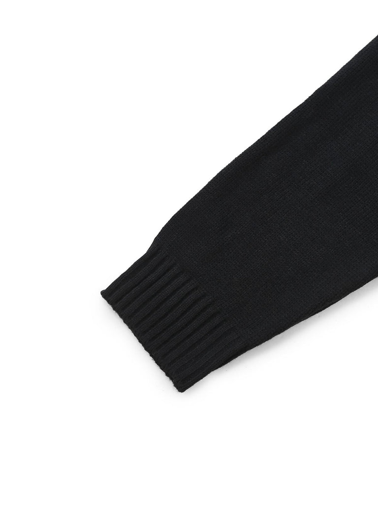 Maglione lavorato a maglia con scheletro Halloween nero anni '50