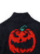 Maglione in finto visone con zucca Halloween nero anni '70