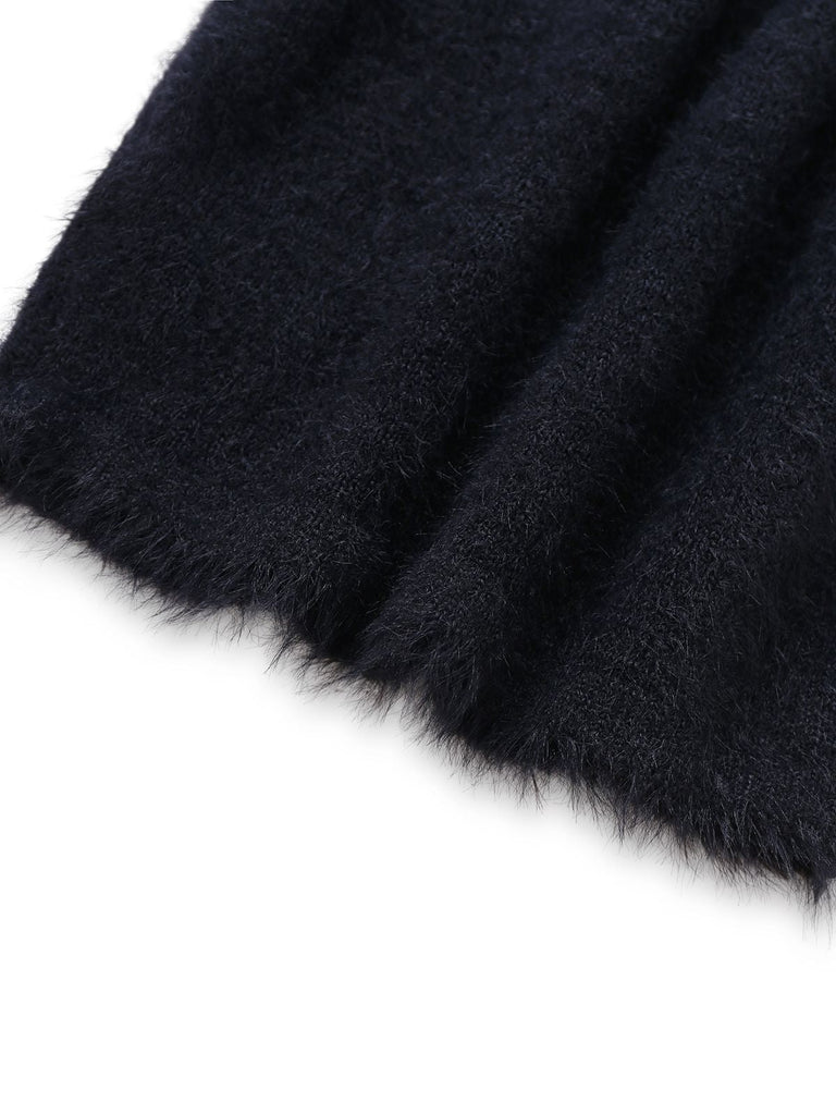 Maglione in finto visone con zucca Halloween nero anni '70