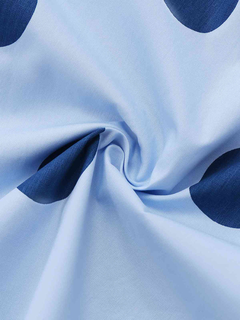 Abito a pois plissettato senza spalline blu anni '40