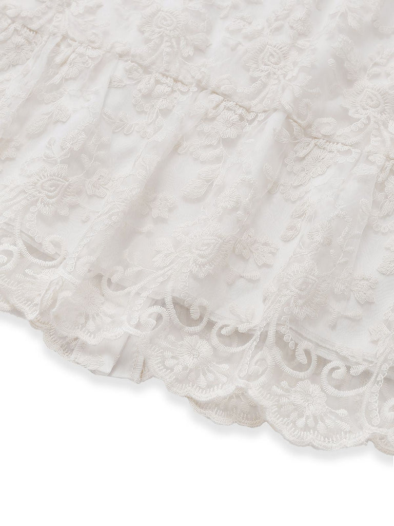 Abito in pizzo di puro cotone bianco anni '60