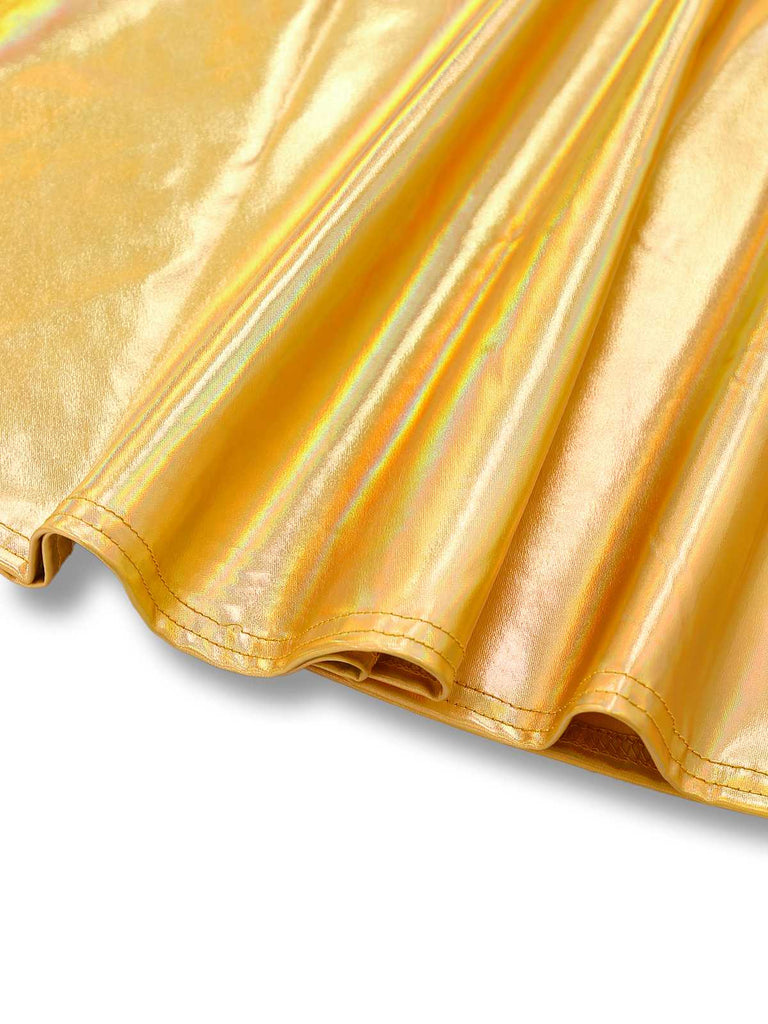 Abito metalliche con bretelle olografiche anni '70