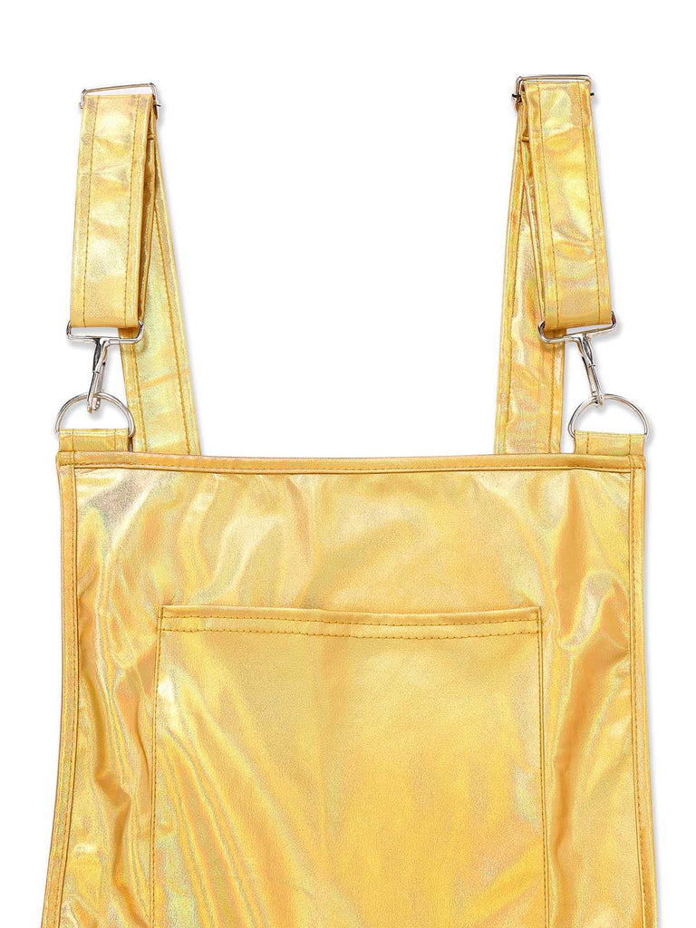 Abito metalliche con bretelle olografiche anni '70