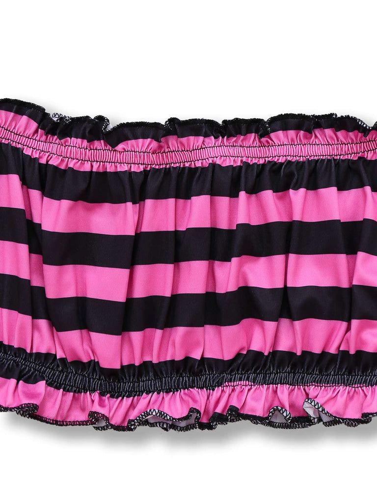 2PCS Set di costumi da pirata a righe Halloween rosa anni '70