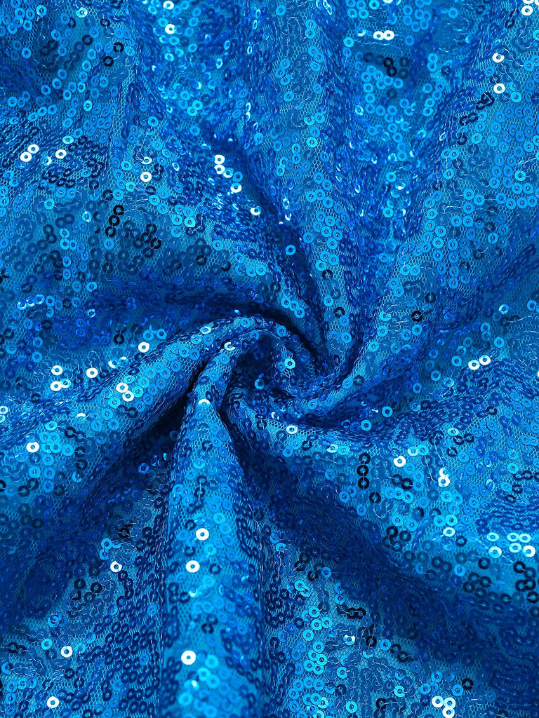 Mantello e abito Elsa con paillettes blu anni '70