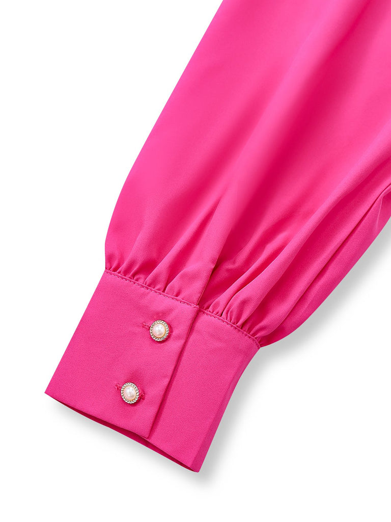 Tuta lunga con maniche a lanterna e scollo a V rosa anni '60